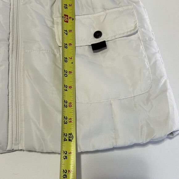 KC Collections Women's L Jacket White Hood Faux Fur Wind Rain Puffer Coat - Picture 5 of 10